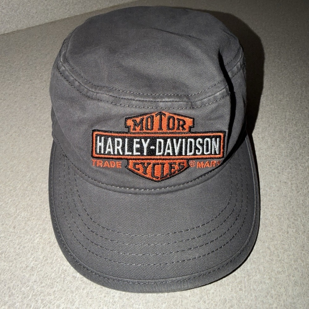 Gray Harley Davidson Motorcycles Snapback Hat Cap Military Style Bar Shield Emb